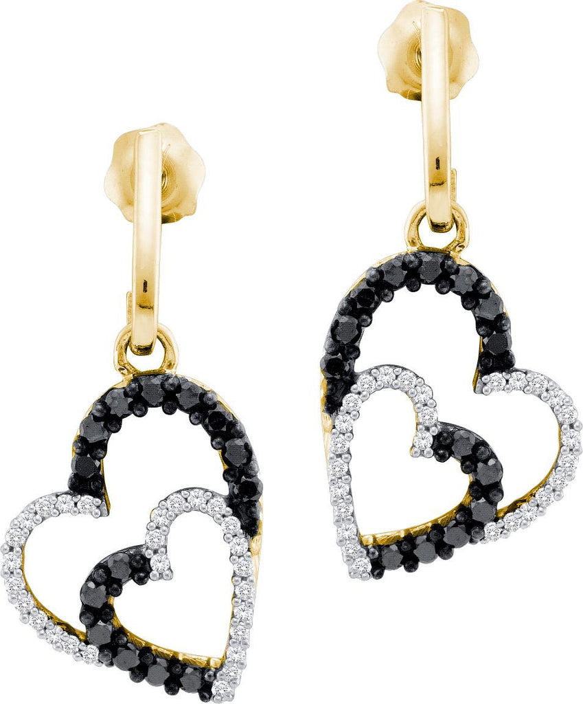 1-2CTW-Diamond BLACK HEART EARRING