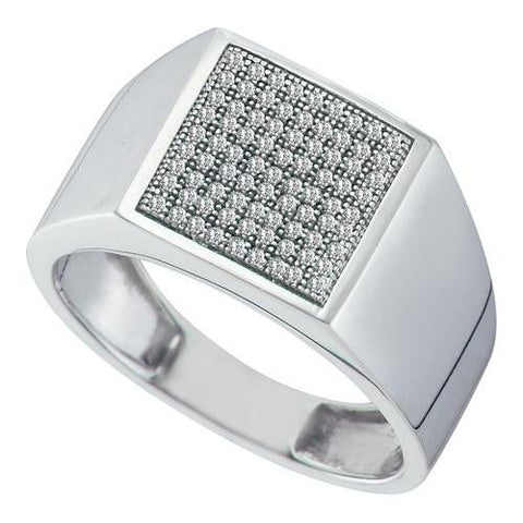 10KT White Gold 0.25CTW DIAMOND  MICRO PAVE MENS RING