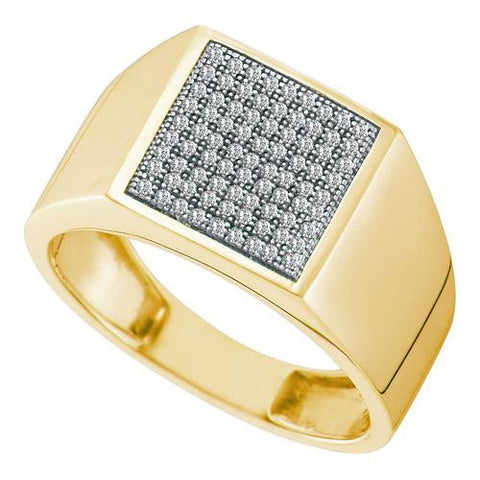 10K Yellow-gold 0.25CT DIAMOND  MICRO PAVE MENS RING