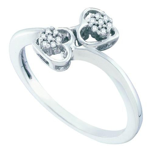 10KT White Gold 0.05CTW DIAMOND  HEART RING