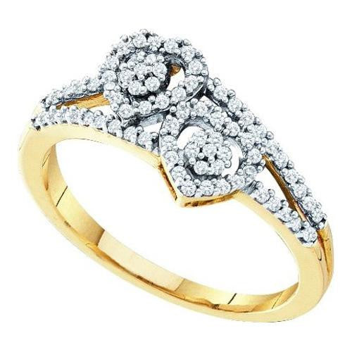 10K Yellow-gold 0.25CT DIAMOND  HEART RING