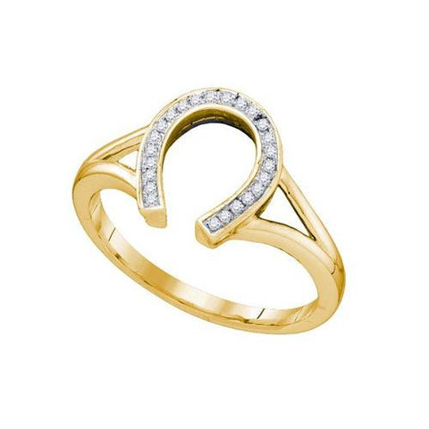 10KT Yellow Gold 0.07CTW  DIAMOND  HORSE  SHOE RING