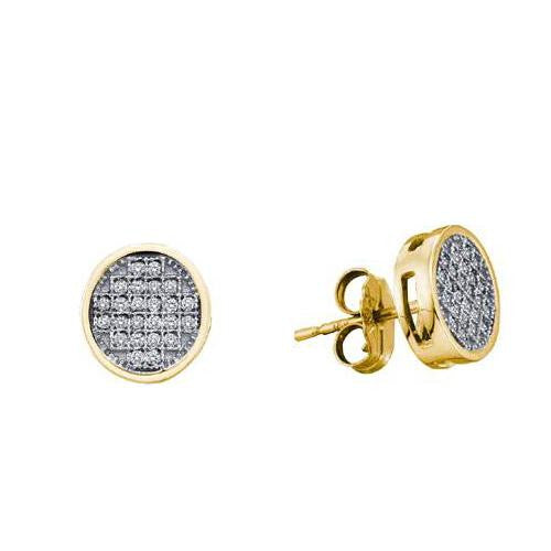 925 Sterling Silver Yellow 0.15CT  DIAMOND  MICRO  PAVE EARRINGS