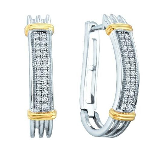 925 Sterling Silver White 0.15CTW DIAMOND  MICROPAVE HOOPS