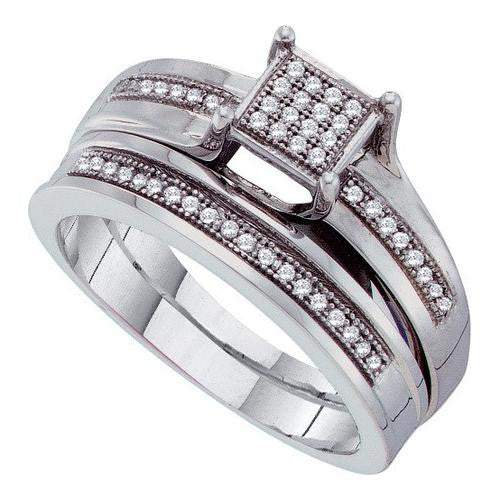 10KT White Gold 0.35CT DIAMOND MICRO-PAVE TRIO SET