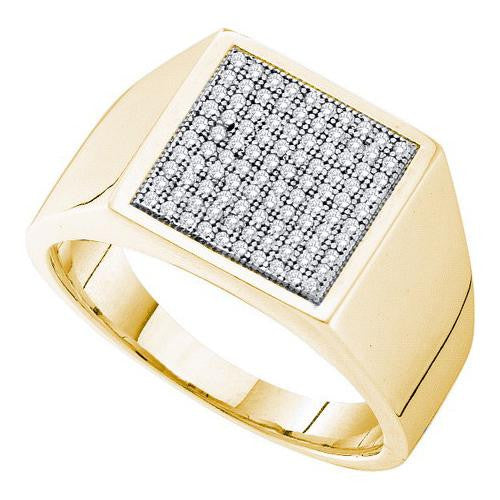 10K Yellow-gold 0.35CTW DIAMOND  MICRO PAVE MENS RING