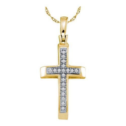 925 Sterling Silver Yellow 0.05CTW DIAMOND CROSS PENDNAT