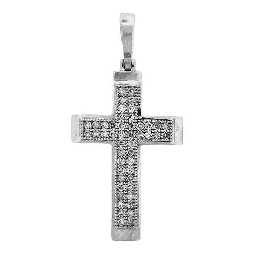 925 Sterling Silver White 0.15CTW DIAMOND CROSS PENDANT