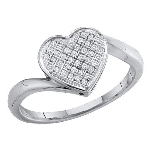 925 Sterling Silver White 0.05CT DIAMOND HEART RING