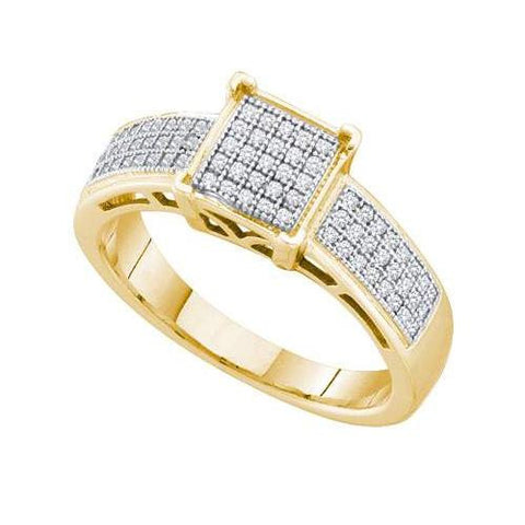 925 Sterling Silver Yellow 0.20CTW DIAMOND  MICRO PAVE RING