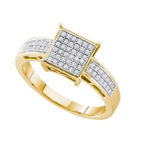 925 Sterling Silver Yellow 0.18CTW DIAMOND  MICRO PAVE RING