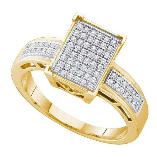 925 Sterling Silver Yellow 0.20CT  DIAMOND  MICRO PAVE RING