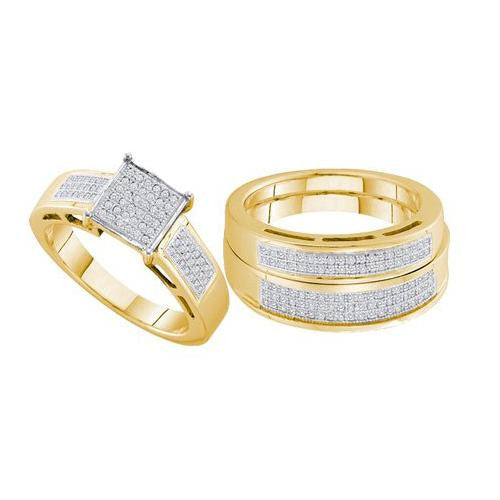 925 Sterling Silver Yellow 0.60CTW DIAMOND  MICRO PAVE TRIO SET