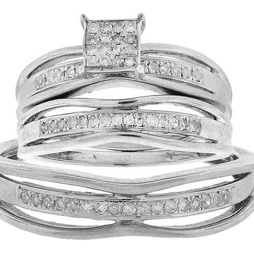 925 Sterling Silver White 0.30CTW DIAMOND  MICROPAVE TRIO SET