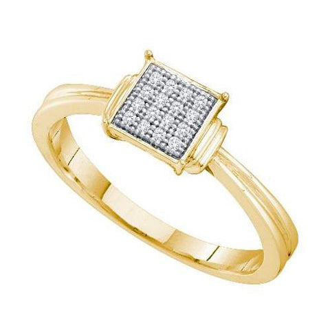 925 Sterling Silver Yellow 0.05CTW DIAMOND  MICRO PAVE RING