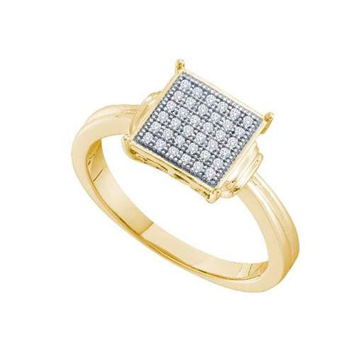 925 Sterling Silver Yellow 0.10CT DIAMOND  MICRO PAVE RING