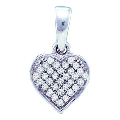 925 Sterling Silver White 0.10CTW DIAMOND HEART PENDANT