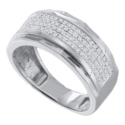 925 Sterling Silver White 0.35CTW DIAMOND MICRO PAVE MENS BAND