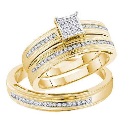 925 Sterling Silver Yellow 0.25CT DIAMOND MICRO PAVE TRIO SET