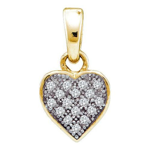 925 Sterling Silver Yellow 0.05CTW DIAMOND  HEART PENDANT