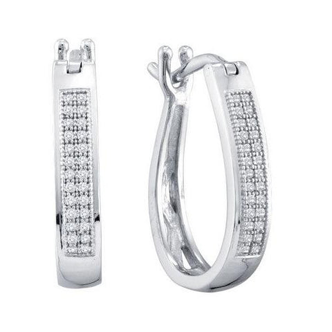 925 Sterling Silver White 0.15CTW DIAMOND MICROPAVE HOOPS