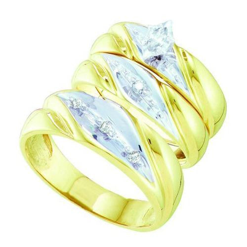 10K Yellow-gold 0.15CT CENTER MARQUISE DIAMOND  TRIO SET