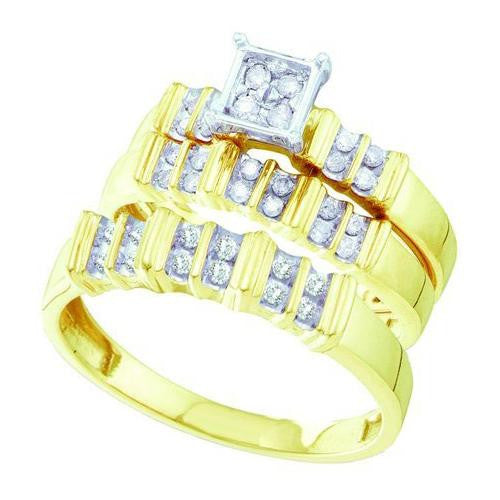 10K Yellow-gold 0.30CT DIAMOND  FASHION TRIO SET