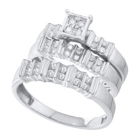 10KT White Gold 0.30CT DIAMOND FASHION TRIO SET