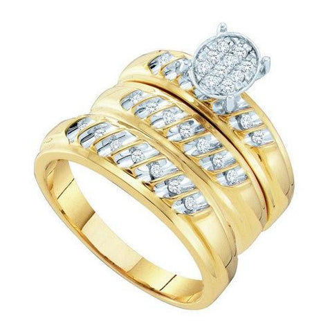 10KT Yellow Gold 0.24CTW DIAMOND LADIES  FASHION TRIO SET