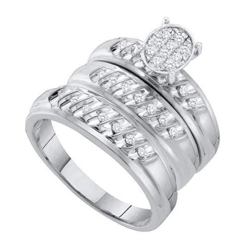 10KT White Gold 0.24CT DIAMOND LADIES  FASHION TRIO SET