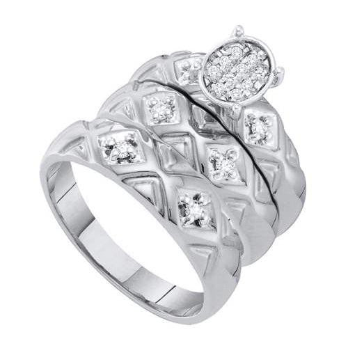 10K White-gold 0.21CT DIAMOND LADIES  FASHION TRIO SET