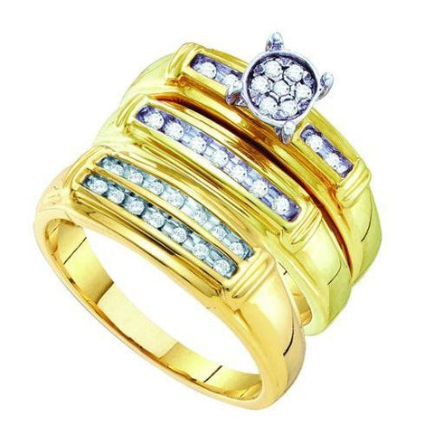 10K Yellow-gold 0.24CT DIAMOND  FASHION TRIO SET