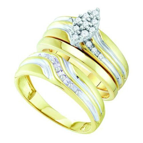 10K Yellow-gold 0.26CT DIAMOND  FASHION TRIO SET