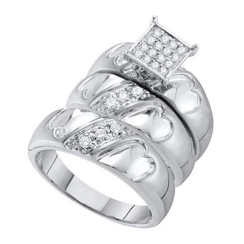 10KT White Gold 0.32 CT DIAMOND FASHION TRIO SET