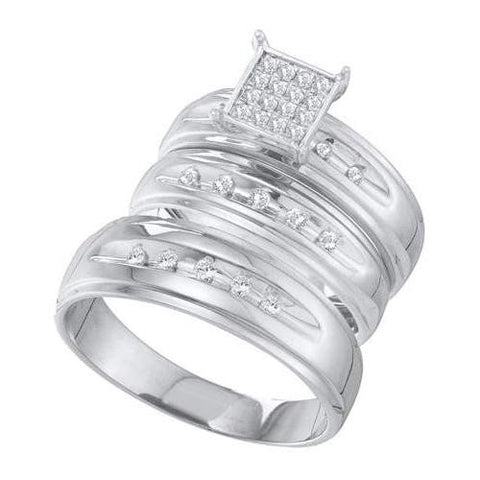 10K White-gold 0.30CT DIAMOND FASHION TRIO SET