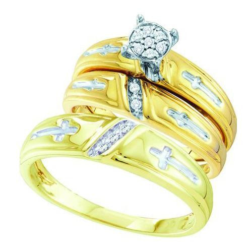 10K Yellow-gold 0.11CT DIAMOND FASHION TRIO SET