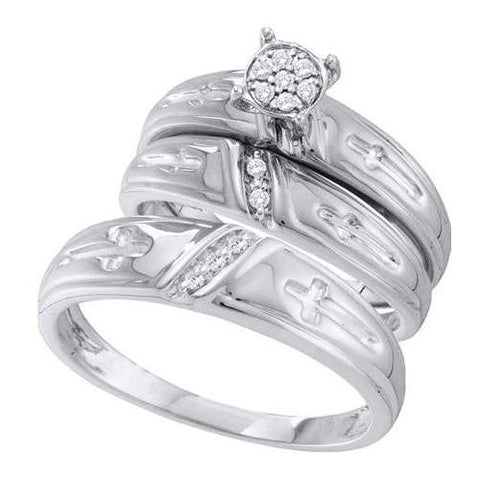 10KT White Gold 0.11CT DIAMOND FASHION TRIO SET