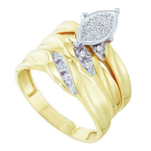 10K Yellow-gold 0.10CT DIAMOND  FASHION TRIO SET