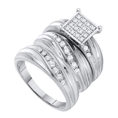 10K White-gold 0.52CT DIAMOND FASHION TRIO SET