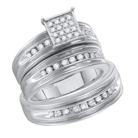 10K White-gold 0.38CT DIAMOND FASHION TRIO SET