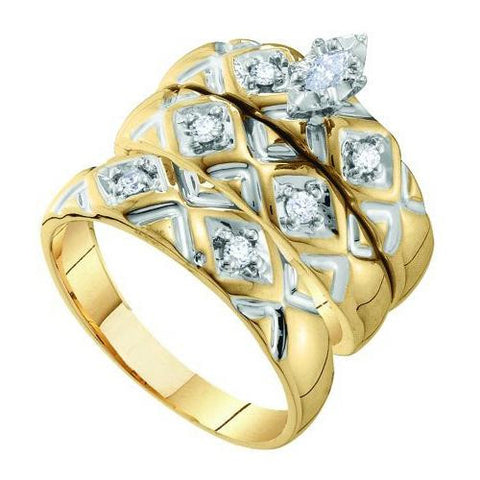 10K Yellow-gold 0.20CT DIAMOND TRIO SET