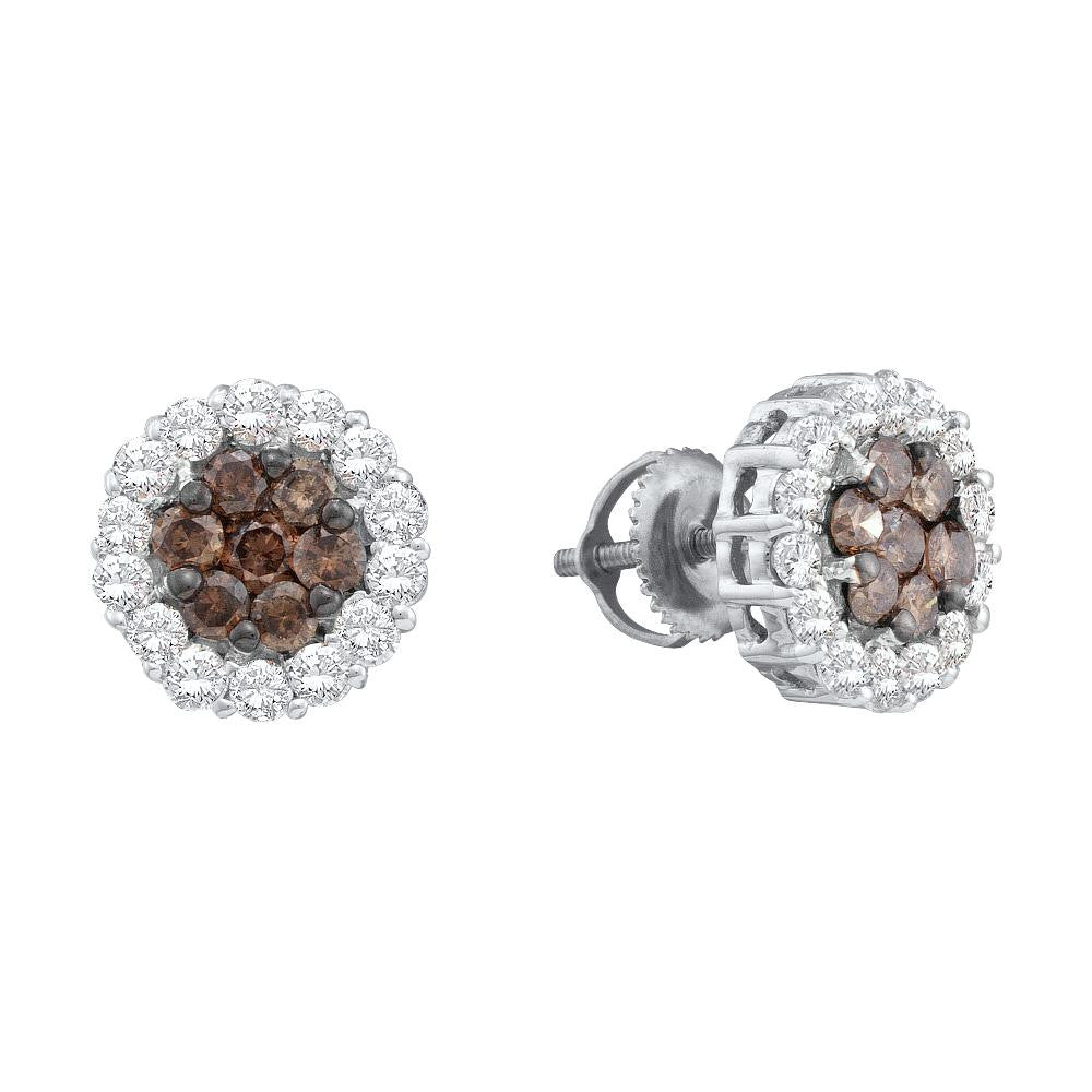 3-4CTW-Diamond BROWN FLOWER EARRINGS