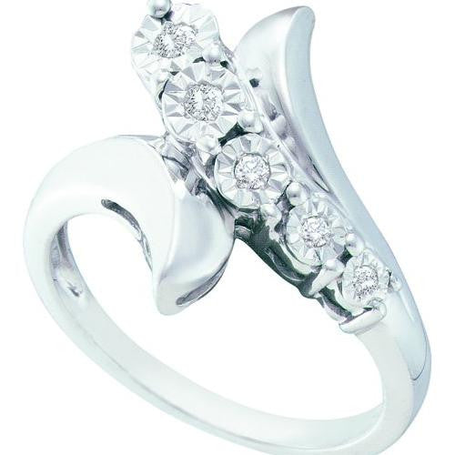 925 Sterling Silver White 0.10CTW DIAMOND  FASHION RING