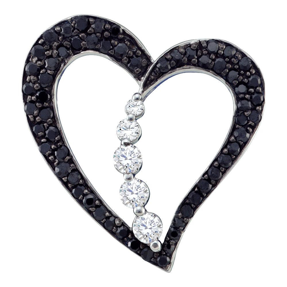 1-2CTW-Diamond HEART BLACK PENDANT