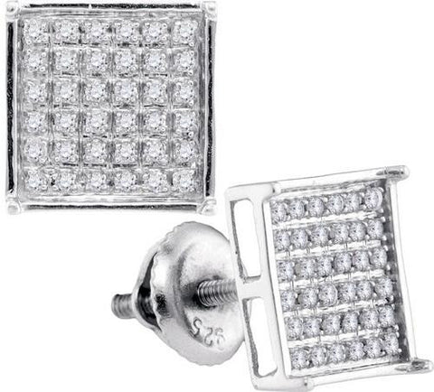 925 Sterling Silver White 0.25CTW DIAMOND MICRO-PAVE EARRINGS