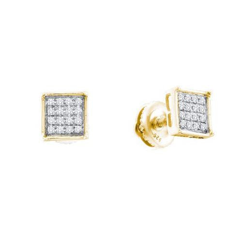 925 Sterling Silver Yellow 0.25CTW DIAMOND MICRO PAVE EARRINGS