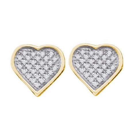 925 Sterling Silver Yellow 0.15CTW DIAMOND  HEART EARRINGS