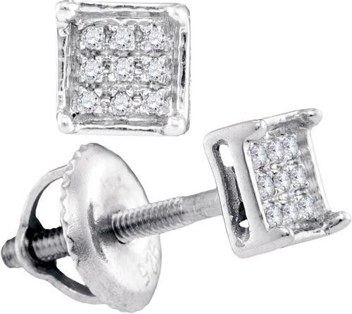 925 Sterling Silver White 0.05CTW DIAMOND MICRO PAVE EARRINGS