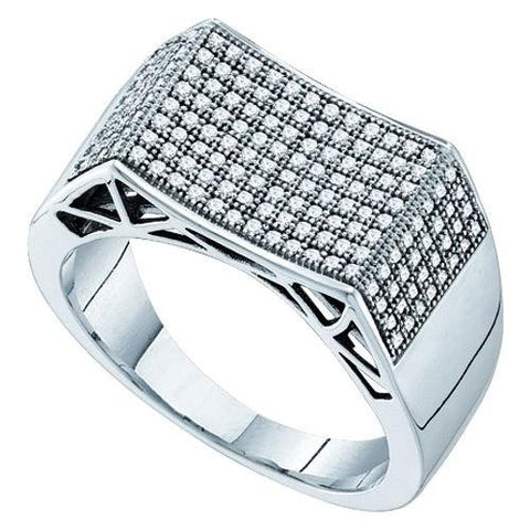 10KT White Gold 0.50CTW DIAMOND  MICRO PAVE MENS RING