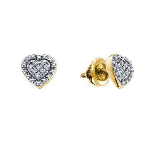 925 Sterling Silver Yellow 0.05CT DIAMOND  HEART EARRING